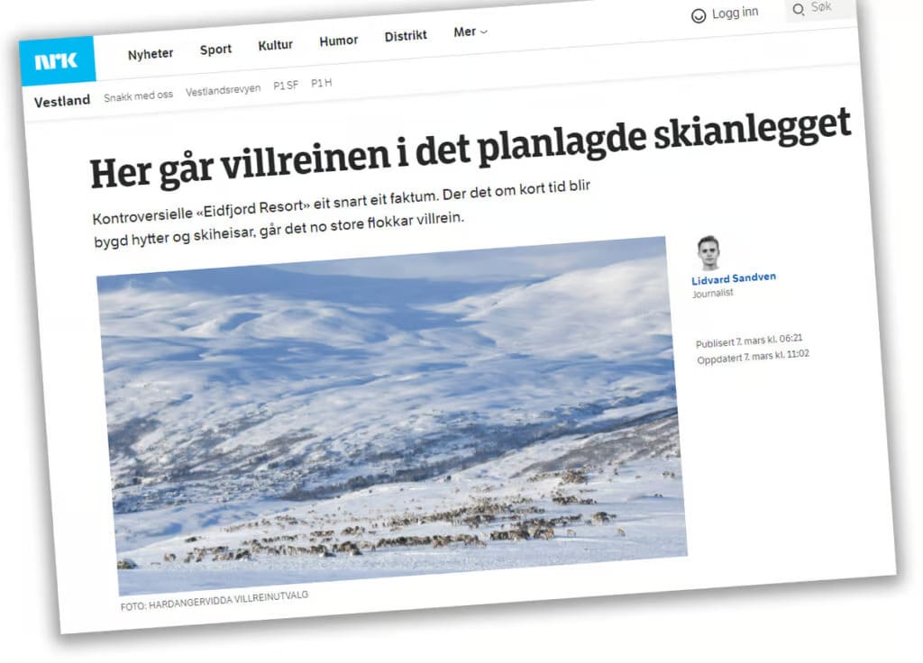 Eidfjord Resort – NMF krever stans i alpinanlegg på Hardangervidda: Villreinen må beskyttes 54